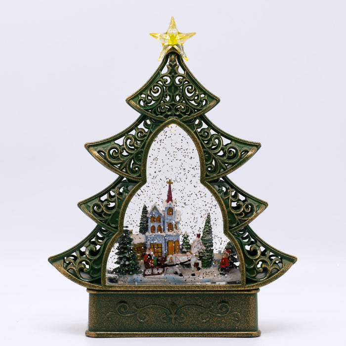 Tree Shape Snowing Christmas Lantern - Xmas Town