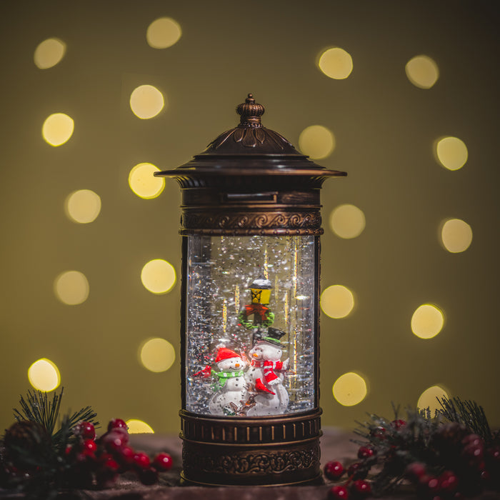 Snowing Post Box Christmas Lantern - Snowmen