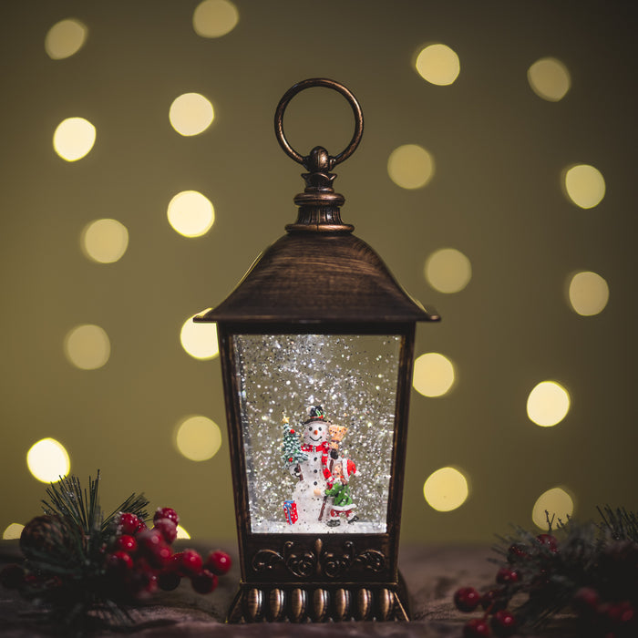Christmas Snowing Tudor Lantern - Snowman