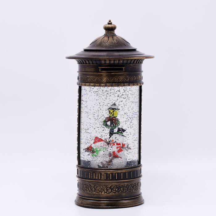 Snowing Post Box Christmas Lantern - Snowmen