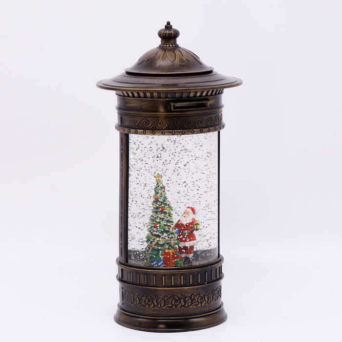 Snowing Post Box Christmas Lantern - Santa