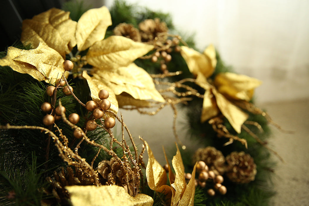 45cm Golden Decorated Wreath