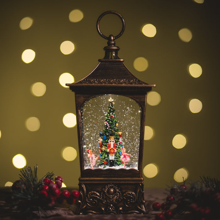 Snowing Christmas Lantern with Nutcrackers Go-Round